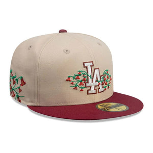 59Fifty New Era Los Angeles Dodgers MLB City Element Chile Tan/Dark Red Fitted Hat - Green UV