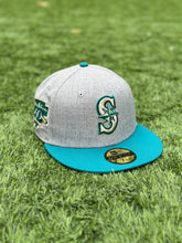 Load image into Gallery viewer, 59Fifty Seattle Mariners 2001 A.L. &quot;ROTY&quot; Jackie Robinson Award 2-Tone Heather Grey/Teal - Green UV
