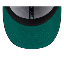 Load image into Gallery viewer, 59Fifty Florida Marlins New Era Black Tonal Floral Pre Curved Fitted Hat - Green UV
