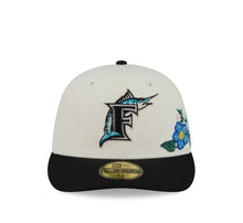 Load image into Gallery viewer, 59Fifty Florida Marlins New Era Chrome 2T Tonal Floral Pre Curved Fitted Hat - Green UV
