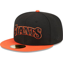 Load image into Gallery viewer, 59Fifty San Francisco Giants Retro Jersey Script Black/Orange - Green UV
