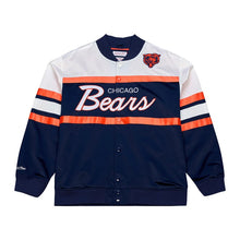 Load image into Gallery viewer, Mitchell &amp; Ness Men's Chicago Bears Head Coach Lightweight Button Up Satin Jacket - Navy
