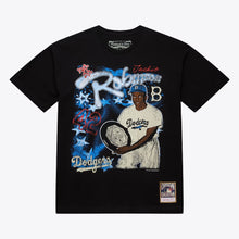 Load image into Gallery viewer, Men&#39;s Jackie Robinson Black Brooklyn Dodgers Cooperstown Collection Batter&#39;s Eye T-Shirt
