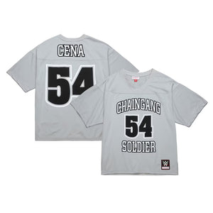 Men's Mitchell & Ness WWE John Cena Chain Gang Legacy Jersey - Silver