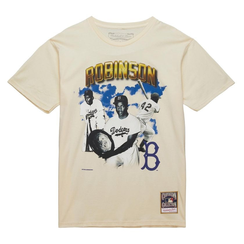 Mitchell & Ness Brooklyn Dodgers Jackie Robinson Vintage Collage T-Shirt - Cream