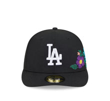 Load image into Gallery viewer, 59Fifty Los Angeles Dodgers New Era Black Tonal Floral Pre Curved Fitted Hat - Green UV
