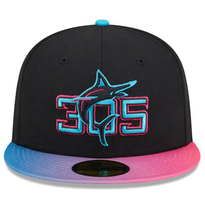 59Fifty Miami Marlins 2025 City Connect 2T Black/Pink - Gray UV