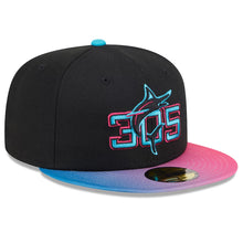 Load image into Gallery viewer, 59Fifty Miami Marlins 2025 City Connect 2T Black/Pink - Gray UV
