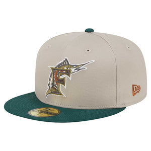 59Fifty Florida Marlins New Era Lifestyle Tree Bark Fill Fitted Hat - Gray UV