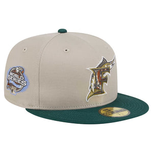 59Fifty Florida Marlins New Era Lifestyle Tree Bark Fill Fitted Hat - Gray UV