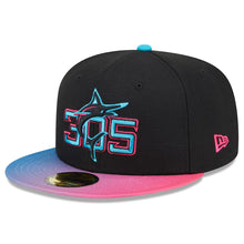 Load image into Gallery viewer, 59Fifty Miami Marlins 2025 City Connect 2T Black/Pink - Gray UV

