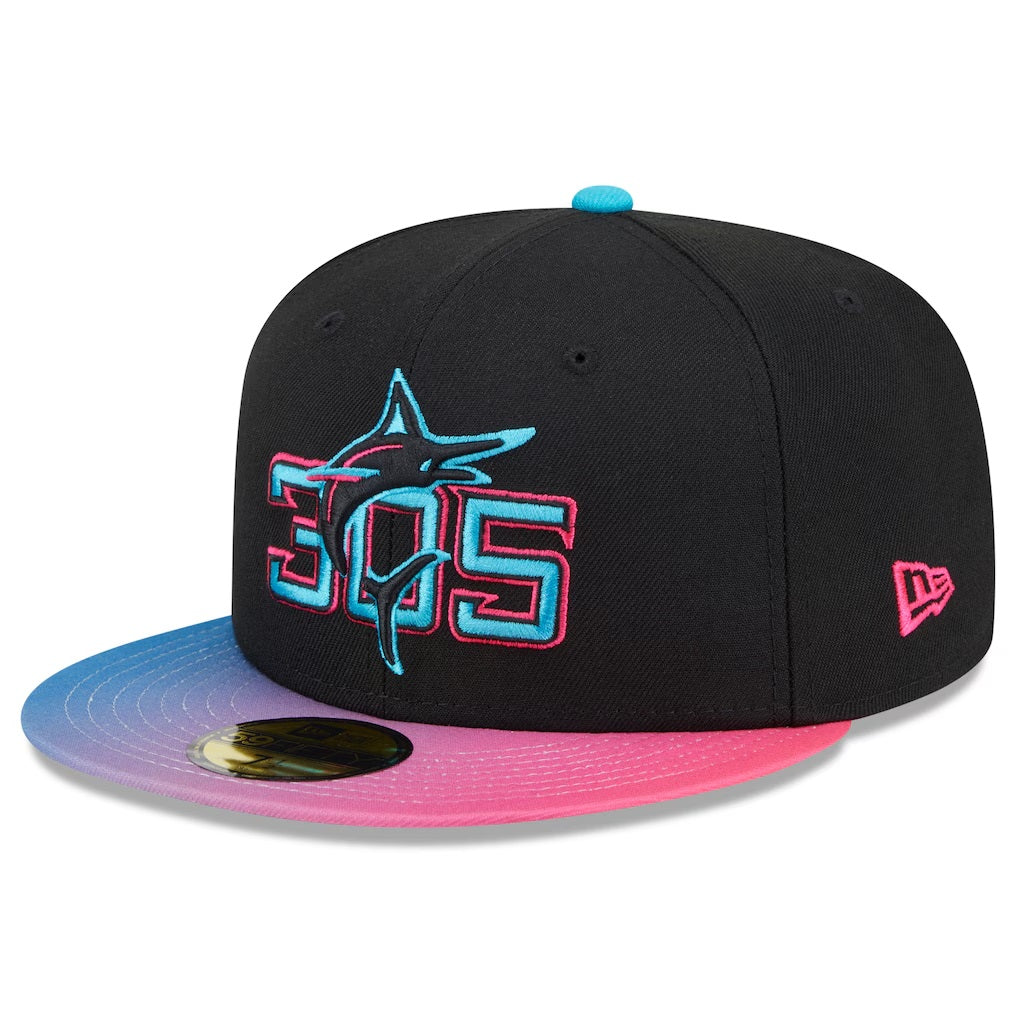 59Fifty Miami Marlins 2025 City Connect 2T Black/Pink - Gray UV