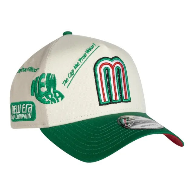 9Forty A-Frame Snapback Mexico Anniversary Logos White/Grey/Green - Red UV