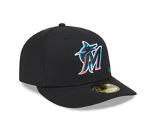 Load image into Gallery viewer, 59Fifty Miami Marlins New Era Black Tonal Floral Pre Curved Fitted Hat - Green UV
