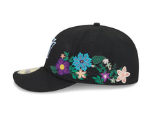 Load image into Gallery viewer, 59Fifty Miami Marlins New Era Black Tonal Floral Pre Curved Fitted Hat - Green UV
