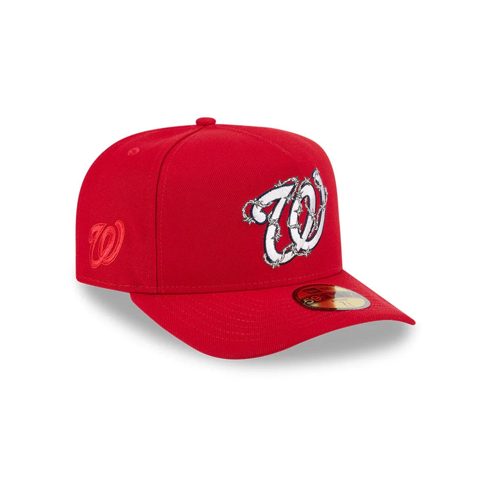59Fifty A-Frame Washington Nationals Red Barbed Wire Pre Curved Fitted Hat - Gray UV