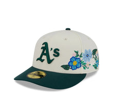 Load image into Gallery viewer, 59Fifty Oakland Athletics New Era Chrome 2T Tonal Floral Pre Curved Fitted Hat - Green UV
