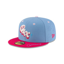 Load image into Gallery viewer, 59Fifty LMB Guerreros de Oaxaca Game Cap ALT AOP Mex Flag SP 2T Sky Blue/Pink Rose - Black UV
