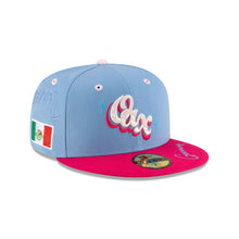 Load image into Gallery viewer, 59Fifty LMB Guerreros de Oaxaca Game Cap ALT AOP Mex Flag SP 2T Sky Blue/Pink Rose - Black UV

