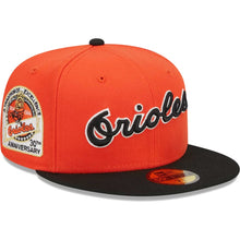 Load image into Gallery viewer, 59Fifty Baltimore Orioles Retro Jersey Script Orange/Black - Green UV
