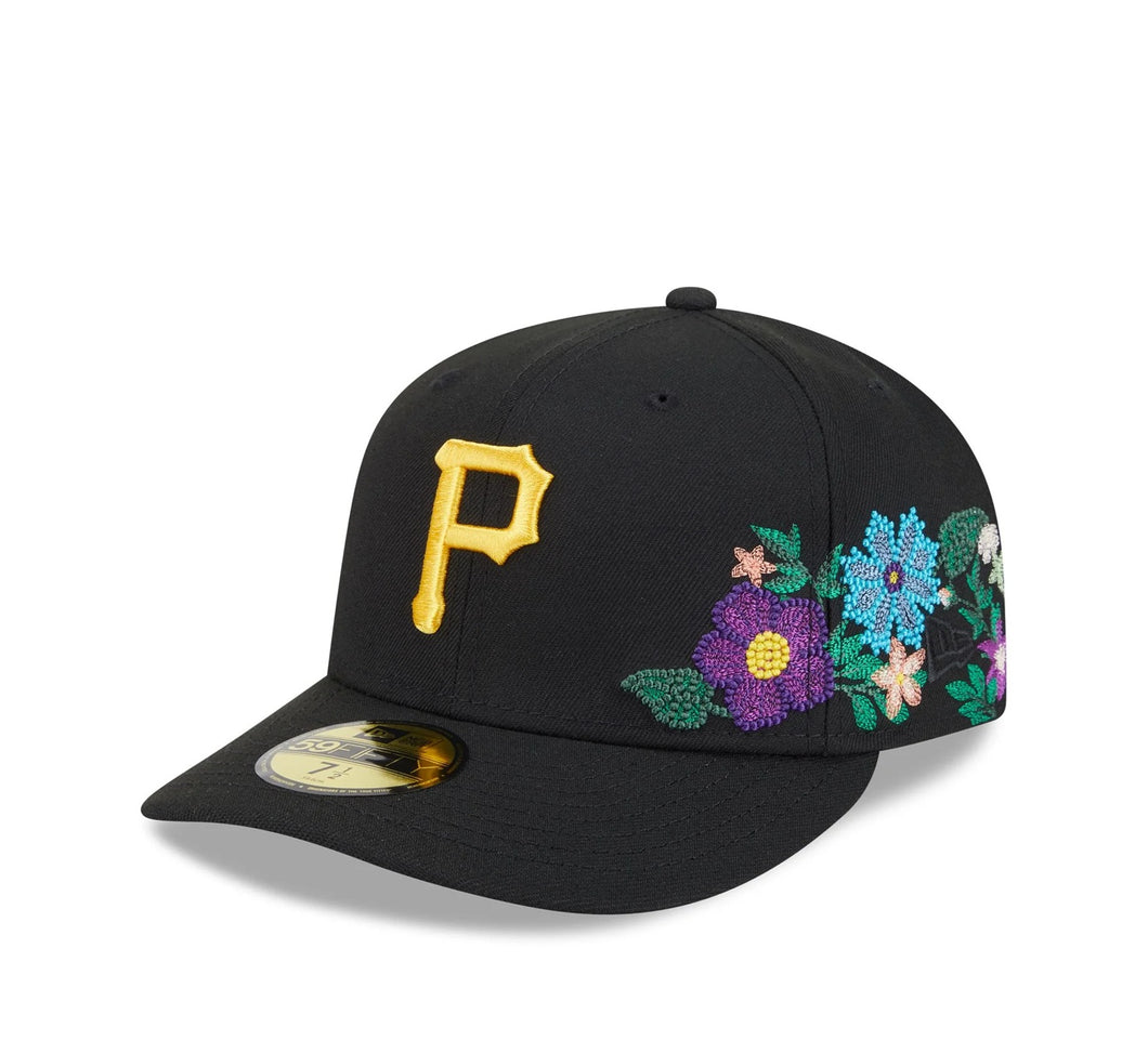 59Fifty Pittsburgh Pirates New Era Black Tonal Floral Pre Curved Fitted Hat - Green UV