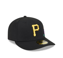Load image into Gallery viewer, 59Fifty Pittsburgh Pirates New Era Black Tonal Floral Pre Curved Fitted Hat - Green UV
