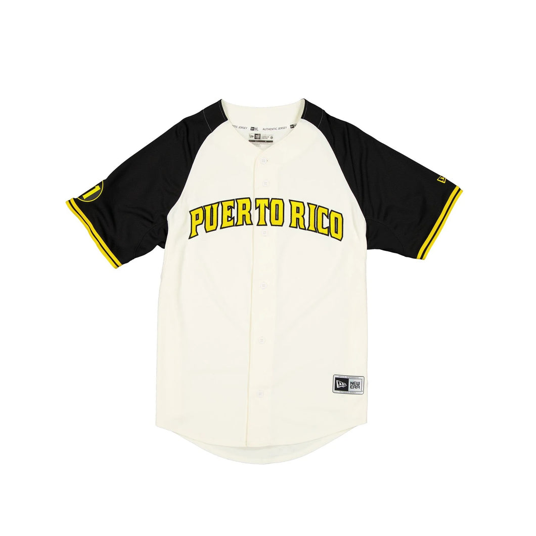 2024 Puerto Rico Baseball Federation New Era Puerto Rico Alternate 1 Baseball Jersey - White/Black