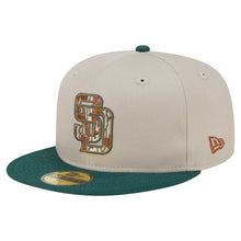 Load image into Gallery viewer, 59Fifty San Diego Padres New Era Lifestyle Tree Bark Fill Fitted Hat - Gray UV
