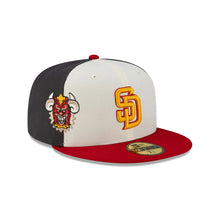 Load image into Gallery viewer, 59Fifty New Era San Diego Padres MLB City Element Dominican Republic White/Graphite Fitted Hat - Dark Yellow UV
