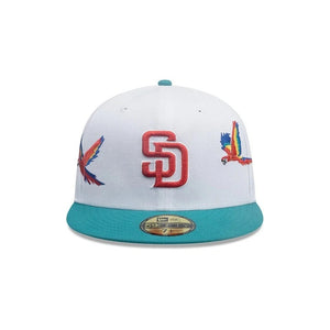 59Fifty New Era San Diego Padres MLB City Element Honduras White/Green Fitted Hat - Feather UV