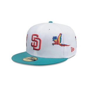 59Fifty New Era San Diego Padres MLB City Element Honduras White/Green Fitted Hat - Feather UV