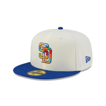 Load image into Gallery viewer, 59Fifty New Era San Diego Padres MLB City Element El Salvador White/Blue Fitted Hat - Green UV
