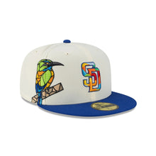 Load image into Gallery viewer, 59Fifty New Era San Diego Padres MLB City Element El Salvador White/Blue Fitted Hat - Green UV
