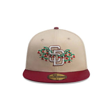 Load image into Gallery viewer, 59Fifty New Era San Diego Padres MLB City Element Chile Tan/Dark Red Fitted Hat - Green UV
