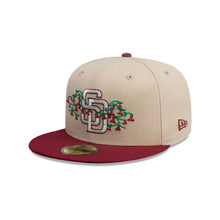 Load image into Gallery viewer, 59Fifty New Era San Diego Padres MLB City Element Chile Tan/Dark Red Fitted Hat - Green UV
