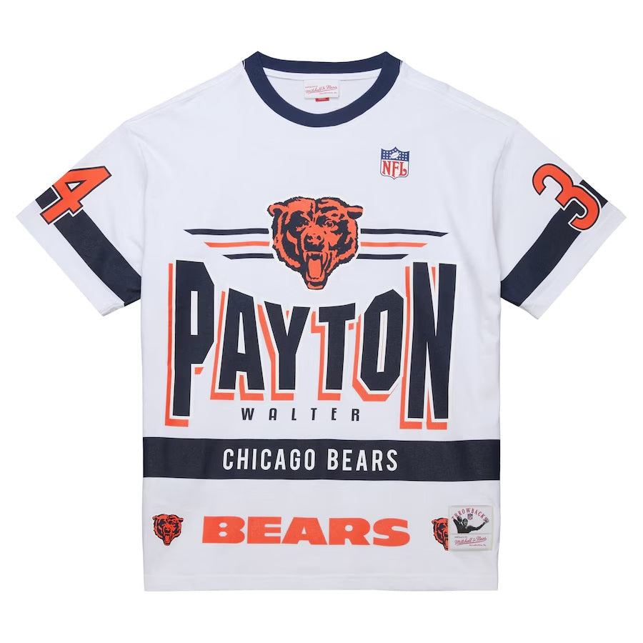 Men's Mitchell & Ness Chicago Bears White Walter Payton Vintage Logo T-Shirt