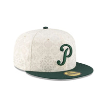 Load image into Gallery viewer, 59Fifty LMB Pericos de Puebla Game Cap Home AOP 2T Chrome/Dark Green - Black UV

