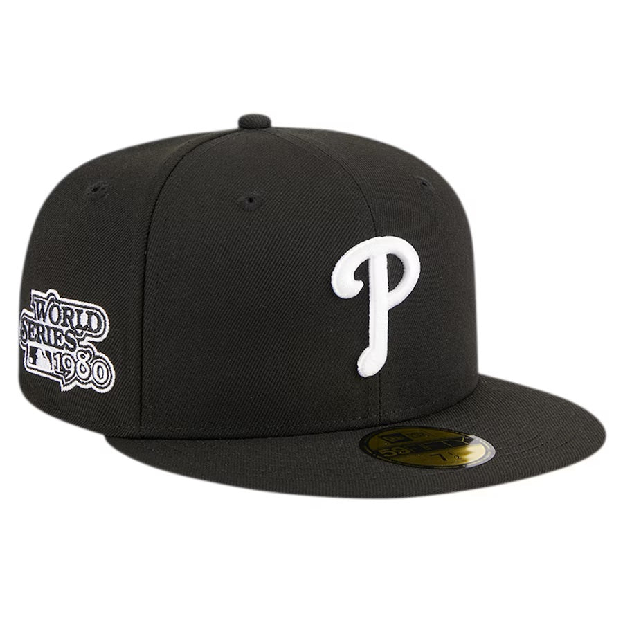 Men's New Era 59Fifty Philadelphia Phillies 1980 World Series Black/White Fitted - Gray UV