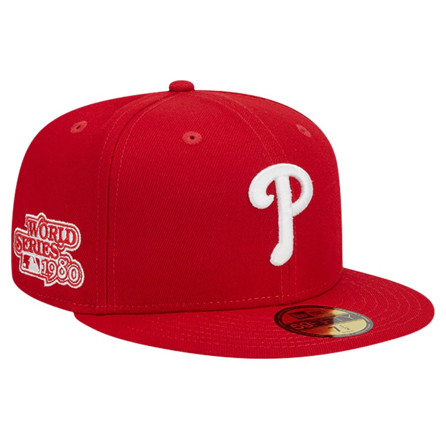 Men's New Era 59Fifty Philadelphia Phillies 1980 World Series Scarlet/White Fitted - Gray UV