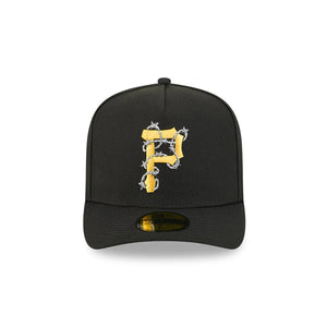 59Fifty A-Frame Pittsburgh Pirates Black Barbed Wire Pre Curved Fitted Hat - Gray UV