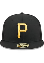 Load image into Gallery viewer, 59Fifty Pittsburgh Pirates Black 2025 Hall of Fame Fitted Hat - Green UV
