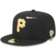 Load image into Gallery viewer, 59Fifty Pittsburgh Pirates Black 2025 59FIFTY Day Fitted Hat - Gold UV
