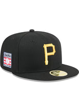 Load image into Gallery viewer, 59Fifty Pittsburgh Pirates Black 2025 Hall of Fame Fitted Hat - Green UV
