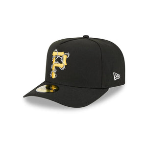 59Fifty A-Frame Pittsburgh Pirates Black Barbed Wire Pre Curved Fitted Hat - Gray UV