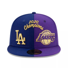 Load image into Gallery viewer, 59Fifty Los Angeles Dodgers and Lakers 2020 Dual Champions New Era Fitted Hat - Blue/Purple UV
