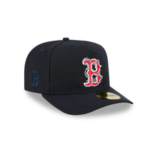 Load image into Gallery viewer, 59Fifty A-Frame Boston Red Sox Navy Barbed Wire Pre Curved Fitted Hat - Gray UV
