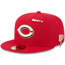 Load image into Gallery viewer, 59Fifty Cincinnati Reds Red 2025 59FIFTY Day Fitted Hat - Gold UV
