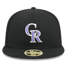 Load image into Gallery viewer, 59Fifty Colorado Rockies Black 2025 Hall of Fame Fitted Hat - Green UV
