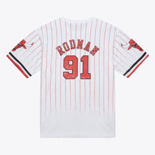 Load image into Gallery viewer, Men&#39;s Mitchell &amp; Ness Dennis Rodman White Chicago Bulls Playmaker Vintage T-Shirt
