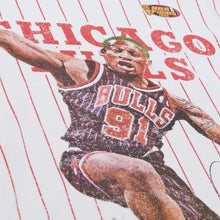 Load image into Gallery viewer, Men&#39;s Mitchell &amp; Ness Dennis Rodman White Chicago Bulls Playmaker Vintage T-Shirt
